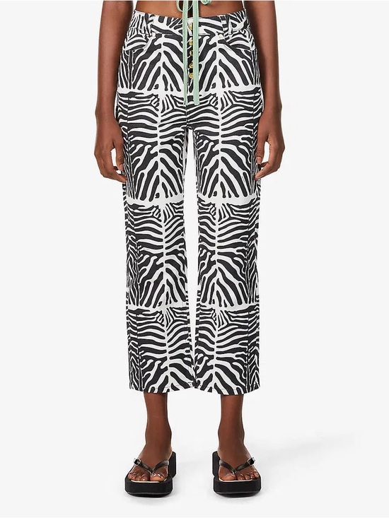 House of Sunny Pants - House of Sunny Zebra Print Crop Pants - Black & White